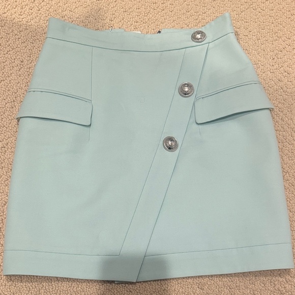 Balmain Dresses & Skirts - Balmain Sky Blue Mini Skirt with Silver Buttons